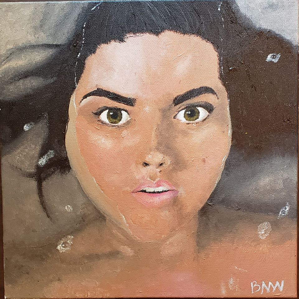 Acrylic self portrait of woman