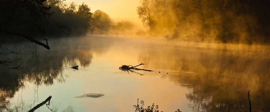 Detailed view of photograph of dawn on the Chattahoochee River