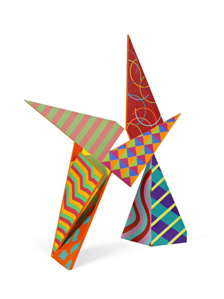 multicolored sculpture with sharp angles