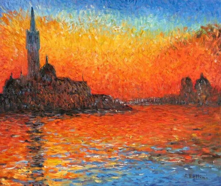 Monet painting captures warm colors of sunset